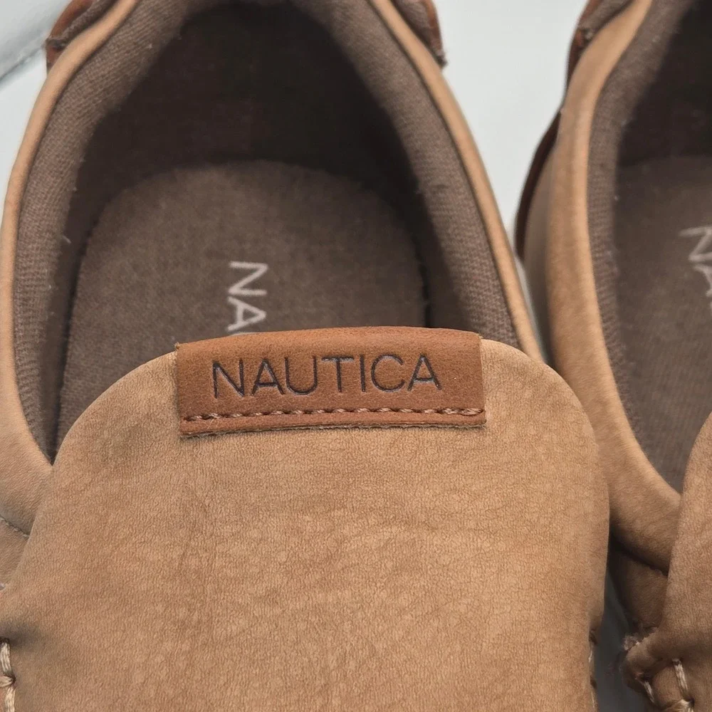Nautica Derwin Slip On Loafers Mens Size 8 Tan Moc Toe Casual Shoes (S11)